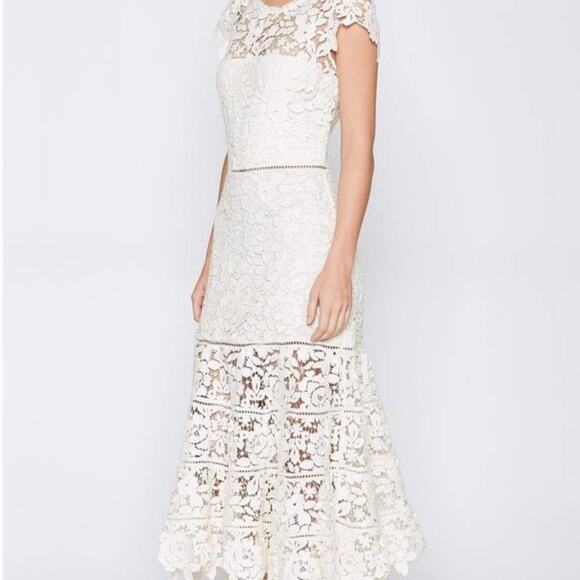 Joie Dresses & Skirts - JOIE Celedonia Lace Illusion White Tiered Formal Dress Size 6 | Altered